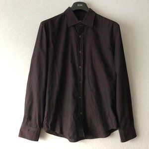 Boss Hugo Boss Slim Fit Burgundy Print Shirt Sz XL